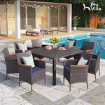 Load image into Gallery viewer, PHI VILLA Aluminum Patio Dining Tables for 8 Person, 53" Square Outdoor Table with 2.1" Umbrella Hole, Lawn Garden Tables for Outside All Weather
