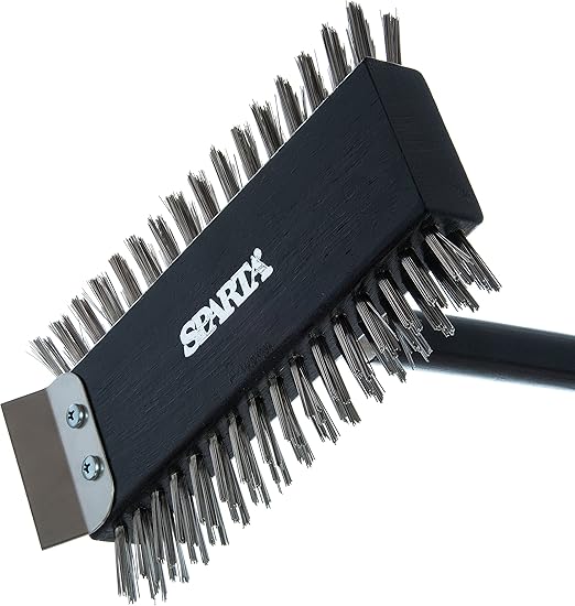 SPARTA 4029000 Stainless Steel Grill Brush, Grill Scraper With Metal Bristles, 30.5 Inches, Black, (Pack of 6)