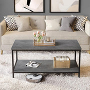 SAYGOER Coffee Table with Storage 2-Tier Industrial Center Table for Living Room, Rectangle Wood Table for Small Spaces Apartment Home Office, Concrete Gray