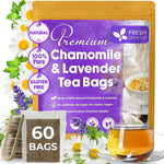 Load image into Gallery viewer, FreshDrinkUS, Premium 60 Chamomile Lavender Tea Bags, Calming Herbal Blend Strong Support for Relaxation &amp; Better Sleep | Naturally Caffeine-Free Bedtime Tea with Soothing Floral Aroma, 100% Natural, Hand-made No Sugar/ Caffeine/ Gluten, Vegan