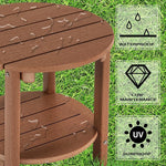 Load image into Gallery viewer, LZRS Round Adirondack Side Table Double End Table, Outdoor Side Tables for Patio, Backyard,Pool, Indoor Companion, Easy Maintenance &amp; Weather Resistant(Brown)