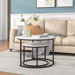 Load image into Gallery viewer, Nesting Round Coffee Table Set of 2 End Tables for Living Room,Circular and Marble Coffee Table Wooden Accent Furniture with Metal Frame,Stacking Side Tables,Black