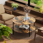 Load image into Gallery viewer, Round Coffee Table, 2-Tier 32.9" Circle Coffee Tables with Storage Wood Rustic Farmhouse Center Circular Coffee Table for Living Room Bedroom Balcony Office - Walnut