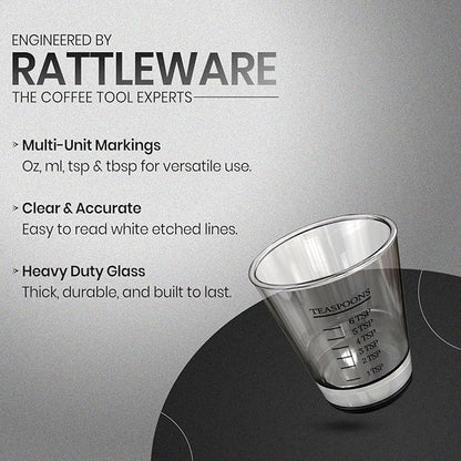 Rattleware Premium 1.5 oz Graduated Shot Glass – Heavyweight Glass with Oz, ml, tsp, tbsp Markings – Stylish & Durable for Home Bars, Coffee, Espresso Shots, Cocktails & Gatherings