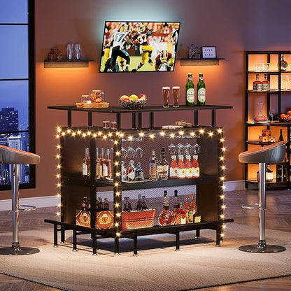 LITTLE TREE Home Bar Unit Mini Liquor Table Cabinet