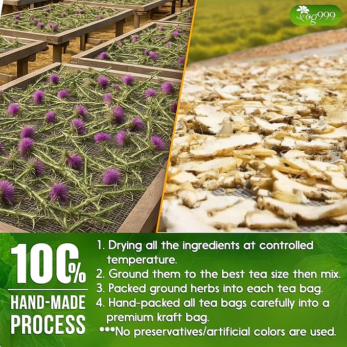 TOG999, Premium Stomach & Liver Herbal Tea – 60 Tea Bags – Milk Thistle Seed, Ginger, Fennel, Peppermint & Licorice – Caffeine-Free – Soothing & Refreshing Herbal Blend for Daily Enjoyment