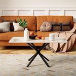Load image into Gallery viewer, White Marble Coffee Table Modern Rectangular 40 Inch Living Room Table with Black Metal Legs Simple Stylish Center Table for Living Room Office