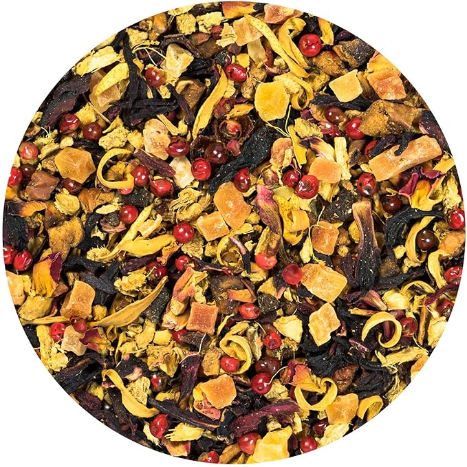 Tiesta Tea - Ginger Sweet Peach, Loose Leaf, Spicy Peach Herbal Tea, Non-Caffeinated Tranquility Blend, Bulk Herbal Leaves with Hibiscus & Cane Sugar, 25 Cups, 2.2 Ounce Resealable Pouch