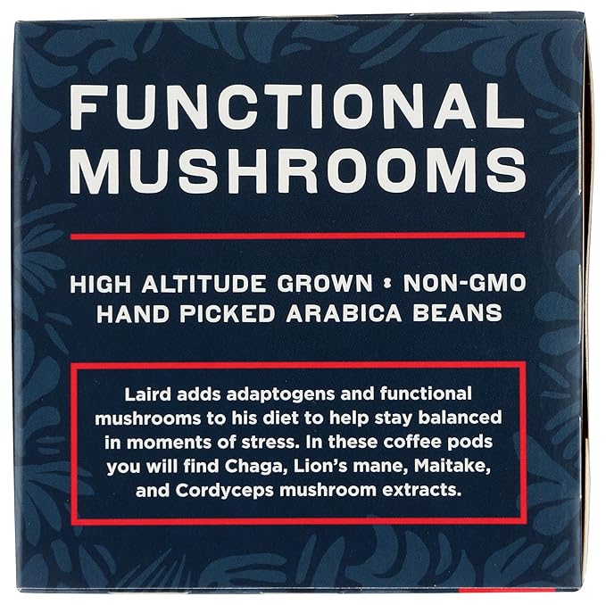 Laird Superfood K-Cups with Functional Mushrooms – Medium Roast, 10ct - Made with Organic Extracts of Chaga Mushrooms, Lion’s Mane, Maitake, and Cordyceps Functional Mushrooms