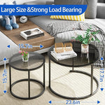 Load image into Gallery viewer, aboxoo Nesting Coffee Table Grey Glass Table Set of 2, Small Round Glass Nesting Tables for Living Room Bedroom, Accent Tea Table with Metal Frame Modern Industrial Simple
