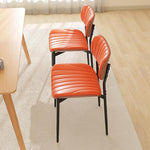 Load image into Gallery viewer, Modern PU Leather Dining Room Chairs Set of 2, Upholstered Kitchen Chairs with Walnut Bentwood Back and Metal Legs Adjustable Feet for Kitchen Dining Room(Orange)