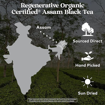 Organic India Purely Assam Black Tea - Caffeinated Herbal Tea Bags with Natural Assam Leaves, Enjoy with Milk & Sweetener, USDA Organic, Non-GMO, Fairtrade Certified - 18 Bags (Pack of 3)