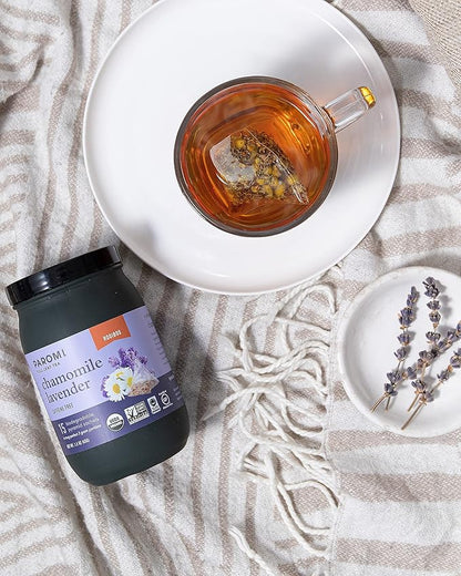 Paromi Chamomile Lavender Rooibos Organic Tea, Signature Jar, 15 Count (Pack of 6)