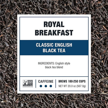 Tiesta Tea - Royal Breakfast, Loose Leaf, Classic English Black Tea, Premium High Caffeine Blend, Make Hot or Iced & Brews Up to 250 Cups, 16oz Bulk Pouch & 4oz Refillable Tin Combo