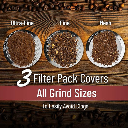 Reusable Filter Set by Slimm Filter - 3 Piece, Stainless Steel Metal - Mesh, Fine, Ultra-Fine Metal Filter For AeroPress Coffee and Espresso Maker - Brew Barista-Grade Coffee At Home