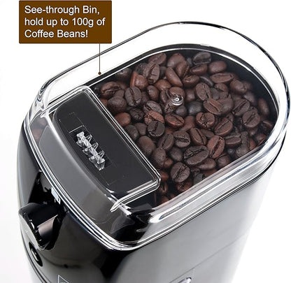 Secura Electric Burr Coffee Grinder Mill, Adjustable Cup Size, 17 Fine to Coarse Grind Size Settings for Drip, Percolator, French Press and Turkish Coffee Makers, Black,12 cups