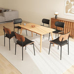 Load image into Gallery viewer, Modern PU Leather Dining Room Chairs Set of 6, Upholstered Kitchen Chairs with Walnut Bentwood Back and Metal Legs Adjustable Feet for Kitchen Dining Room(Balck)