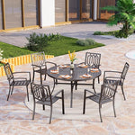 Load image into Gallery viewer, PHI VILLA Set of 6 Stackable Wrought Iron Patio Dining Chairs, Portable Black Outdoor Bistro Deck Metal Chairs, Support 300 lbs, Ideal for Garden, Backyard, Lawn