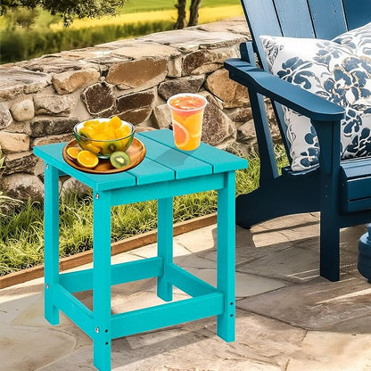 LZRS Adirondack Square Outdoor Side Table for Patio, Pool Composite Patio Table,HDPE End Tables for Backyard,Pool, Indoor Companion, Easy Maintenance & Weather Resistant(Turquoise)