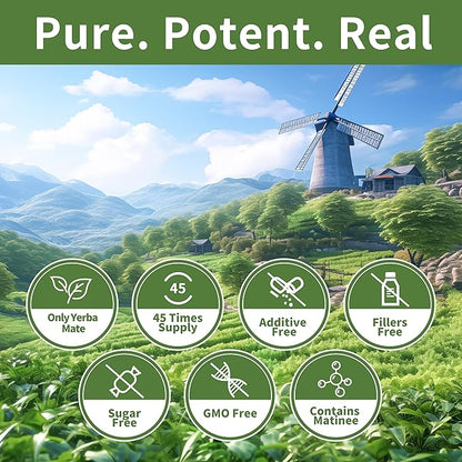 Yerba Mate Tea Bags 45 Tea Bags Organic -Supports Cardiovascular & Digestive Systems, Keep youth，with Madein.