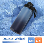 Load image into Gallery viewer, DOMICARE 16 oz Kids Water Bottle for School Stainless Steel Double Wall Vacuum Insulated Water Bottle with Straw lids &amp; Spout Lid, Leakproof BPA Free (Blue/Navy,1)