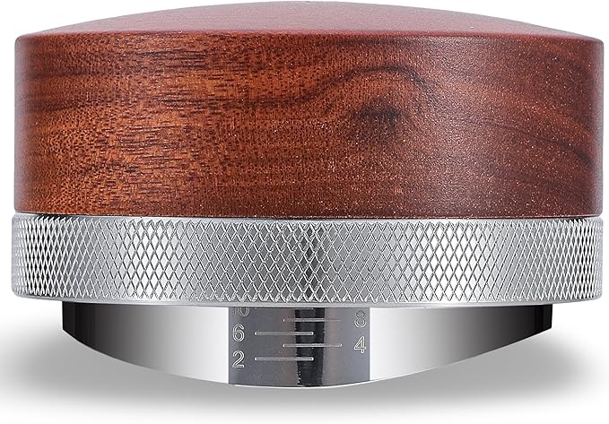 51mm Espresso Distributor Tool KNODOS Rosewood Coffee Distributor Stainless Steel 51 mm Distribution Tool Leveler with Adjustable Depth Premium Espresso Machine Accessories