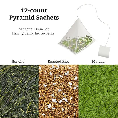 SUGIMOTO TEA Japanese Matcha Genmaicha Green Tea Bags 20 Count Pack of 3