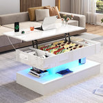 Load image into Gallery viewer, 39.4" Large Lift Top Coffee Table,Modern High Glossy LED Coffee Tables for Living Room with Storage,Black Living Room Tables for Living Rooms,Dining Room,Bedroom Home Office,APP LED Lights（White）