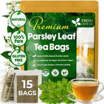 Load image into Gallery viewer, FreshDrinkUS, Premium 15 Parsley Leaf Tea Bags, 100% Natural &amp; Pure from Parsley Leaves. Loose Leaf Parsley Herbal Tea. Made with Natural Material Tea Bags. No Sugar, No Caffeine, No Gluten, Vegan.
