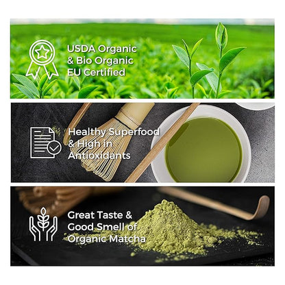 Suwirun Organic Pure Matcha Powder 4oz – Authentic Japanese Green Tea – Unsweetened, Umami-Rich Superfood – Perfect for Lattes, Baking & Smoothies