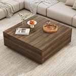Load image into Gallery viewer, 43” Square Coffee Table with Storage, Modern Large Square Center Table with 2 Drawers, Wood Coffee Table for Living Room, Walnut