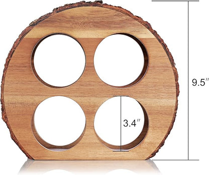 Artaste 48537 Acacia Wood Countertop Wine Rack with Natural Bark, 4-Bottles