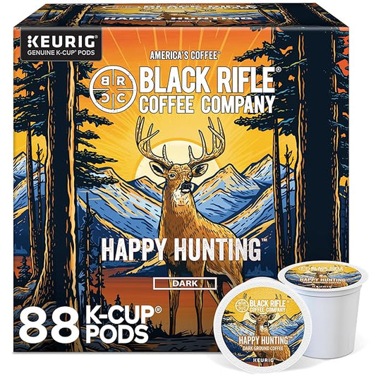 Black Rifle Coffee Company Happy Hunting Dark Roast Coffee Pods – Tasting Notes of Chocolate, Walnut & Maple – Single Serve K-Cup Compatible, 88 Single Serve K Cups