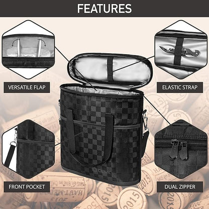 OPUX 3 Bottle Wine Carrier Tote, Insulated Leakproof Wine Cooler Bag, Wine Travel Bag Tote for Picnic BYOB Beach, Portable Wine Bottle Carrying Case, Gift for Wine Lover Women Men Christmas