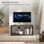 Load image into Gallery viewer, Rectangle Coffee Table for Living Room, Wood Rustic Coffee Table with 2 Tier and Metal Frame, Industrial Modern Center Table, Rustic Brown