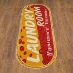 Load image into Gallery viewer, Ottomanson 20" x 59" Oval Laundry Room Rug - Non-Slip Mat for Laundry &amp; Mudroom - Durable, Stain-Resistant, and Easy to Clean - Perfect for High-Traffic Areas - Runner Rug for Entryway, Yellow/Red