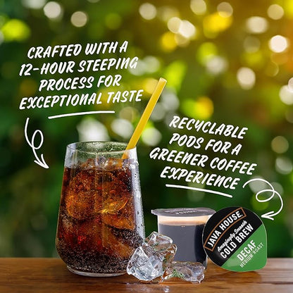 Java House Single-Serve Cold Brew Coffee Pods – Premium 100% Arabica Liquid Concentrate – Smooth & Bold Decaf Roast – 48 Pods – Ready Hot or Iced, Travel-Friendly, TSA Approved
