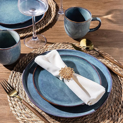 AmorArc 12oz Coffee Mugs, Ceramic Coffee Mugs set of 6 for Man, Woman, Dad, Mom, Modern Coffee Mugs with handle for Latte/Cappuccino/Milk/Cocoa. Dishwasher&Microwave Safe, Ceylon Blue