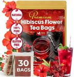 Load image into Gallery viewer, FreshDrinkUS, Premium 30 Hibiscus Flowers Tea Bags, 100% Natural &amp; Pure from Hibiscus Flowers. Loose Flower Herbal Tea. No Sugar, No Caffeine, No Gluten, Vegan.