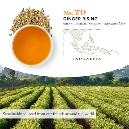 Steven Smith Teamaker Ginger Rising No. 79, Organic Ginger, Lemon, Herbal Tea Blend, Caffeine-Free, Sugar-Free, Sustainably Grown, Tea Bags, 15 Sachets, 1.48oz each