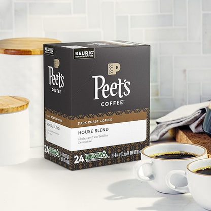 Peet's Coffee, Dark Roast K-Cup Pods for Keurig Brewers - House Blend 96 Count (4 Boxes of 24 K-Cup Pods)