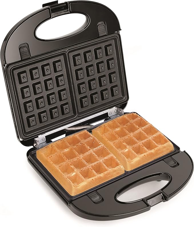 Salton 3-In-1 Pocket Sandwich Maker, Belgian Waffle Maker, and Electric Grill with Non-Stick Removable Dishwasher-Safe Plates, Indicator Lights, Cord Wrap and Upright Storage (SM1543)