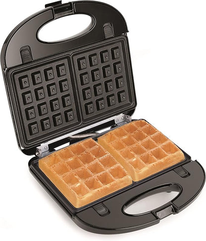 Salton 3-In-1 Pocket Sandwich Maker, Belgian Waffle Maker, and Electric Grill with Non-Stick Removable Dishwasher-Safe Plates, Indicator Lights, Cord Wrap and Upright Storage (SM1543)