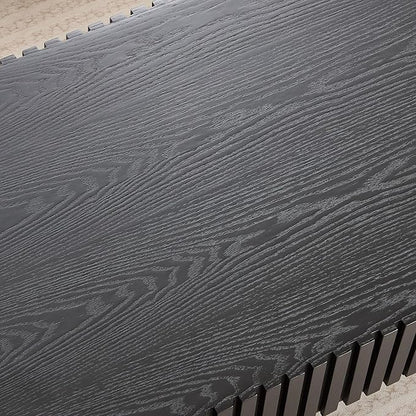 43.7 Inch Oval Drum Coffee Table, Modern Handcraft Fluted Drum Coffee Table, Wooden Oval Cocktail Tea Table Center Table with Sturdy Pedestal for Living Room Apartment (Black)