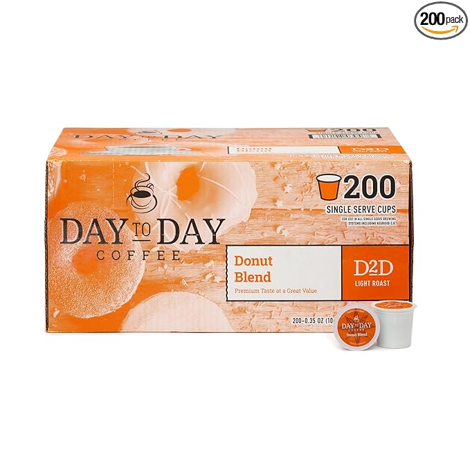 Day To Day 200-Count Donut Blend, Medium Roast Single Serve Coffee Pods for K-Cup Keurig Brewers