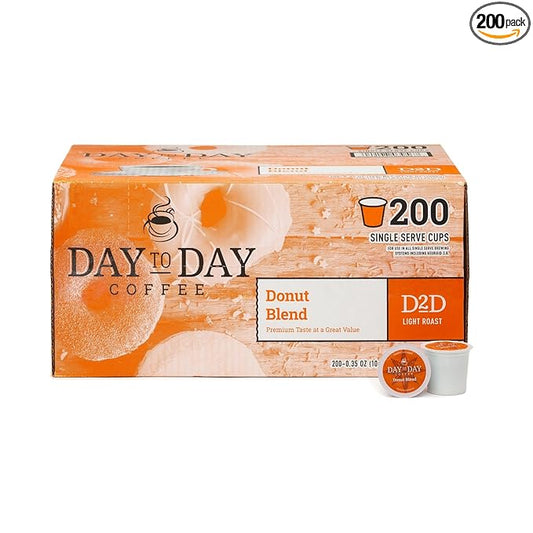Day To Day 200-Count Donut Blend, Medium Roast Single Serve Coffee Pods for K-Cup Keurig Brewers