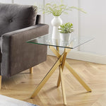 Load image into Gallery viewer, Modern Style Square Side Table with Tempered Glass Top and Metal Tubular Legs, Gold 20”Dx20”Wx22”H