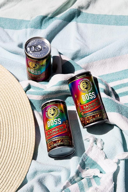 BOSS Coffee by Suntory – Rainbow Mountain Blend Japanese Flash Brew Coffee, 6oz 12 Pack, Imported from Japan, Espresso Doubleshot, Ready to Drink, Contains Milk, No Gluten