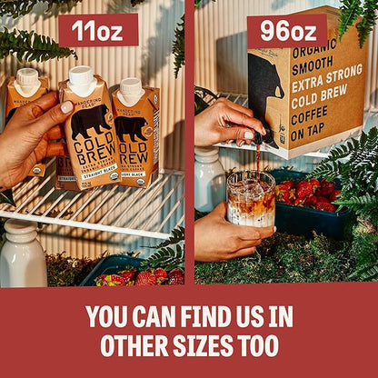 Wandering Bear Organic Mocha Cold Brew Coffee, 32 fl oz, 3 pack - Extra Strong, Bold, Smooth, Unsweetened, Shelf-Stable, Ready to Drink, Gluten Free, & Vegan, Iced Cold Brewed Coffee Drinks