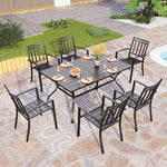 Load image into Gallery viewer, PHI VILLA Set of 6 Stackable Wrought Iron Patio Dining Chairs, Portable Black Outdoor Bistro Deck Metal Chairs, Support 300 lbs, Ideal for Garden, Backyard, Lawn